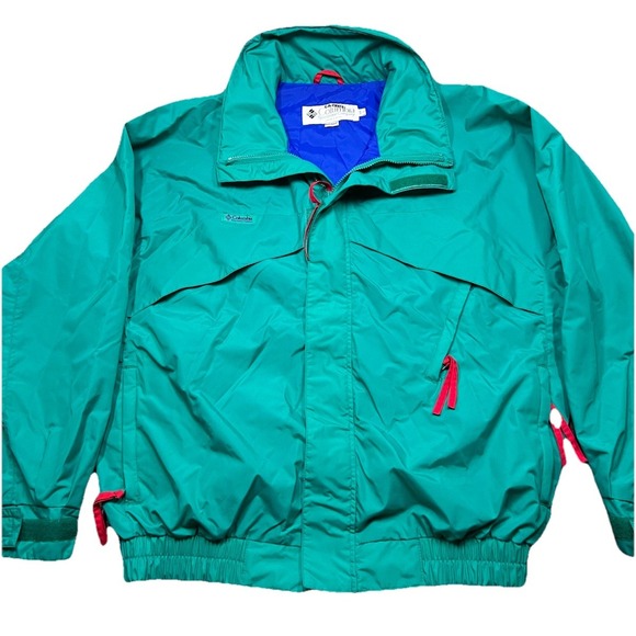 Vintage Columbia Jacket Mens Large Aqua‎ Whirlibird Full Zip Radial Sleeve Ski - Picture 1 of 12